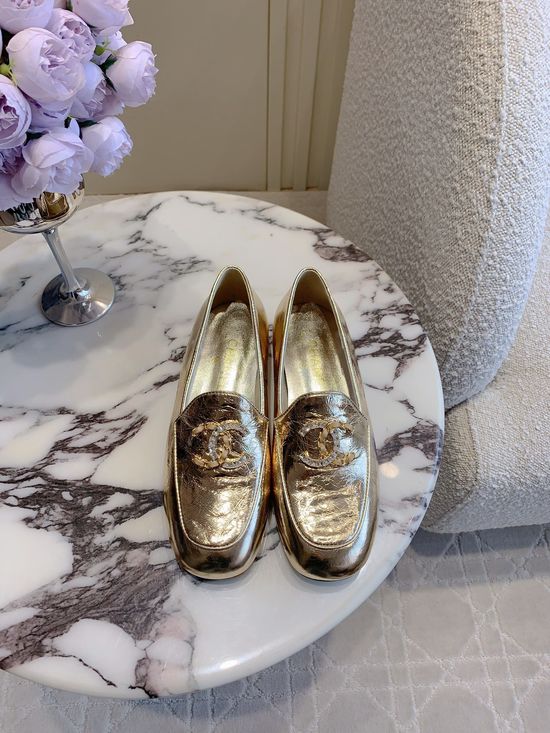 Chanel Classic Emblem Leather Loafer Casual Comfort Shoes