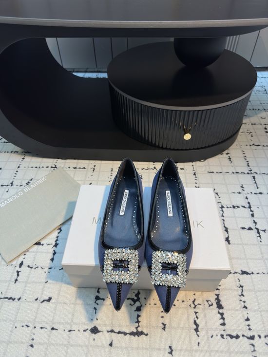 Manolo Blahnik Calfskin Suede High Heel And Flat Shoes
