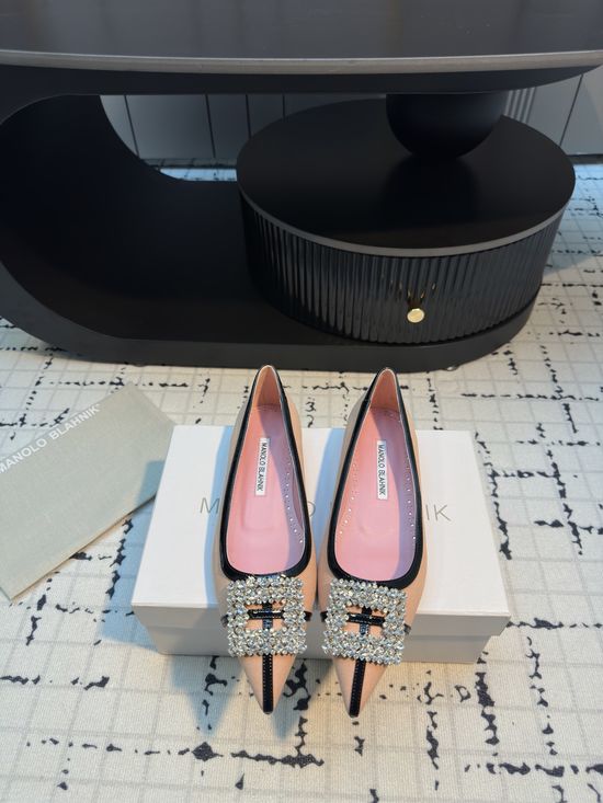 Manolo Blahnik Calfskin Suede High Heel And Flat Shoes