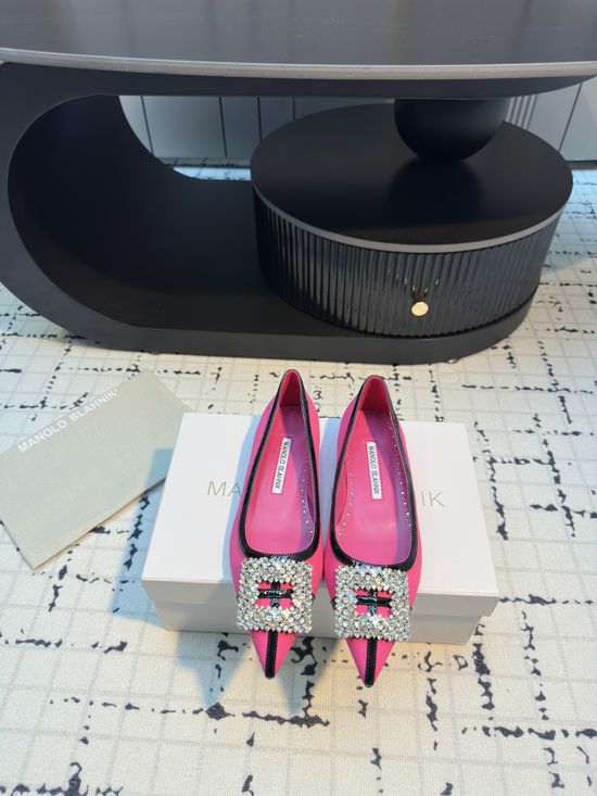 Manolo Blahnik Calfskin Suede High Heel And Flat Shoes