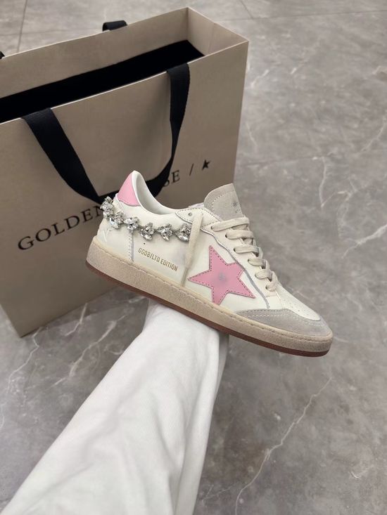 Golden Goose Premium Handcrafted Distressed Sneakers with Rhinestone Chain