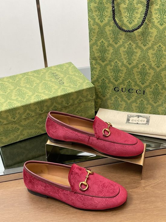 Gucci Premium Velvet Embossed Classic Casual Loafer Shoes