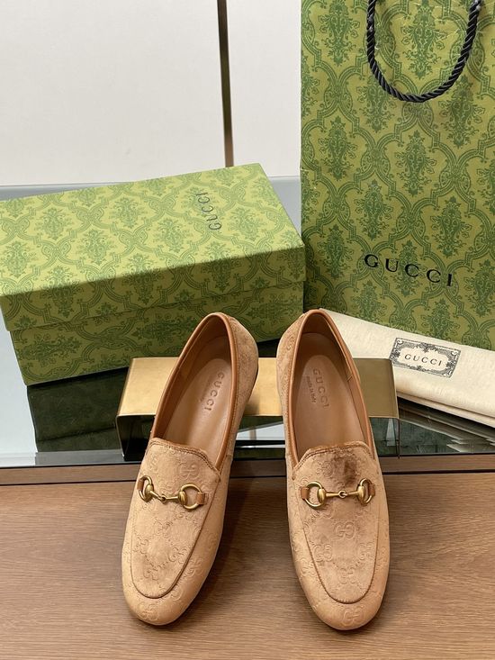 Gucci Premium Velvet Embossed Classic Casual Loafer Shoes