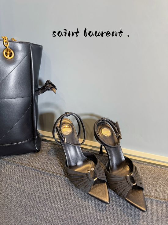 Yves Saint Laurent Elegant Fabric Upper High Heel Classic Dress Shoes