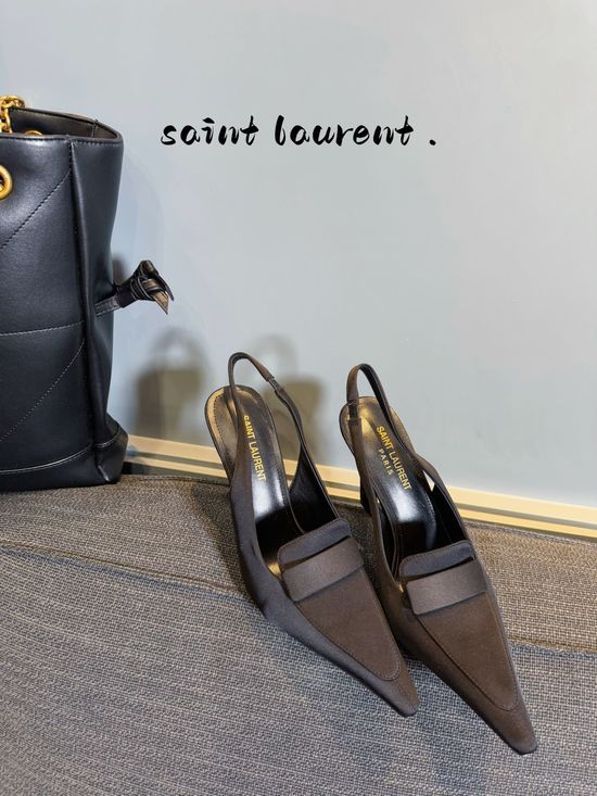Yves Saint Laurent Elegant Silk Upper High Heel Classic Dress Shoes