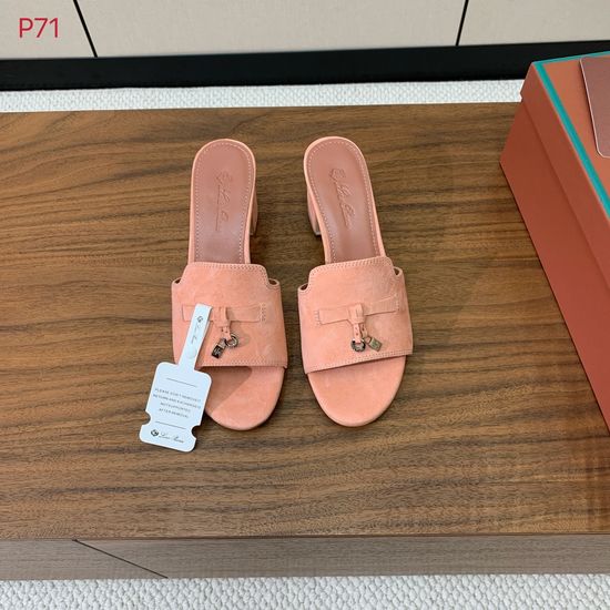 Loro Piana Suede Flat Slides With Decorative Charm Strap