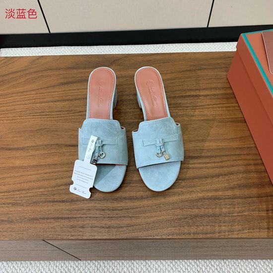 Loro Piana Suede Flat Slides With Decorative Charm Strap