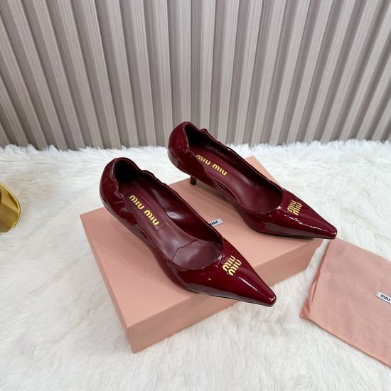 Miu Miu Patent Leather Slip-On Elegant Low Heel Shoes