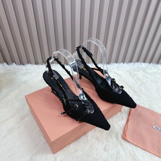 Miu Miu Woven Upper Comfortable Stylish Low Heel Shoes