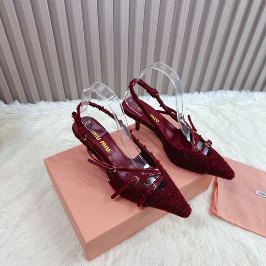 Miu Miu Woven Upper Comfortable Stylish Low Heel Shoes
