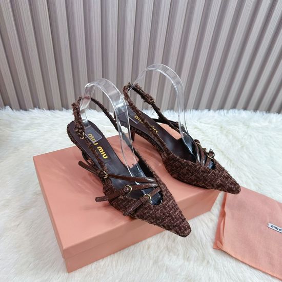 Miu Miu Woven Upper Comfortable Stylish Low Heel Shoes