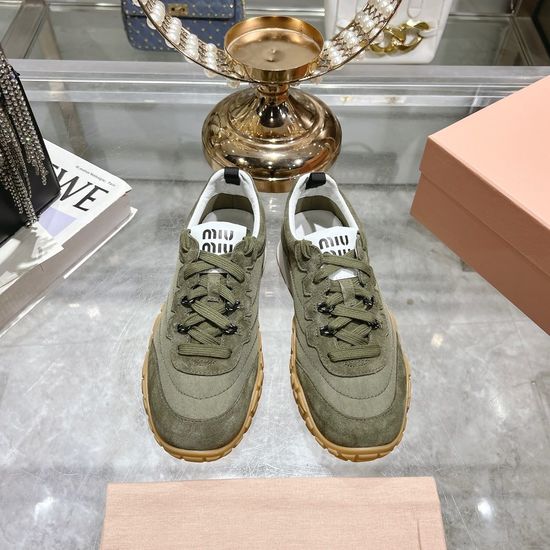 Miu Miu Bold Retro Thick-Soled Canvas Sneakers with Logo