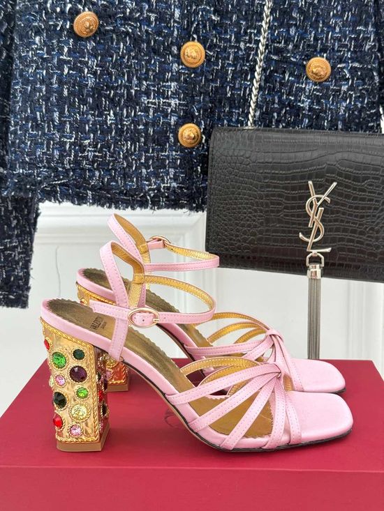 Valentino Rhinestone High Heel Sandals Elegant Summer Dress Shoes
