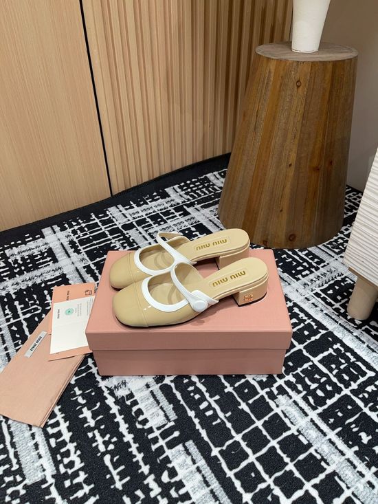 Miu Miu Patent Leather Mary Jane Block Heel Mules
