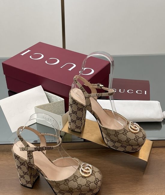 Gucci Diamond Buckle Platform High Heel Sandals Premium Quality