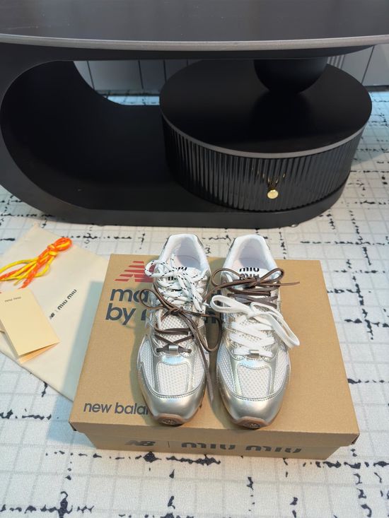 Miu Miu Metallic Silver Lace-up Casual Comfort Sneakers