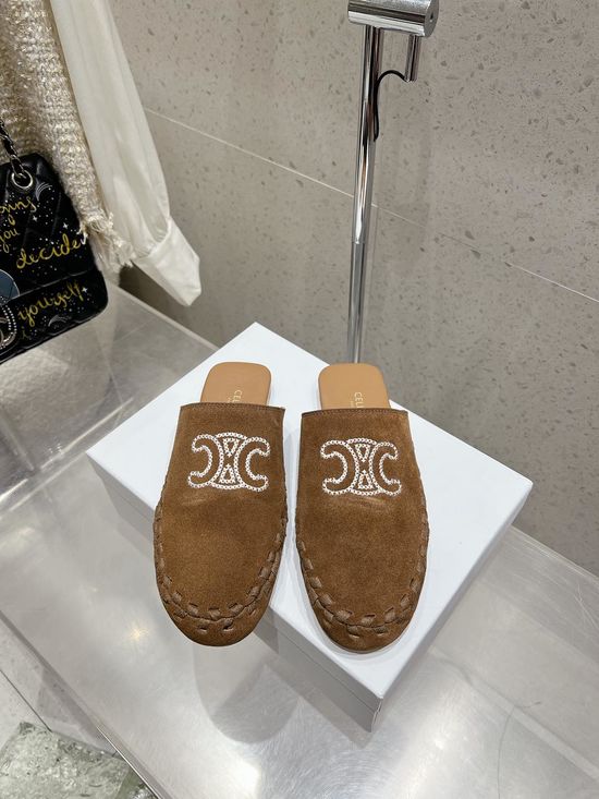 Celine Elegant Slip On Suede Mules with Premium Soft Leather Lining