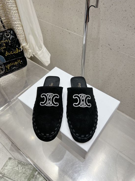 Celine Elegant Slip On Suede Mules with Premium Soft Leather Lining