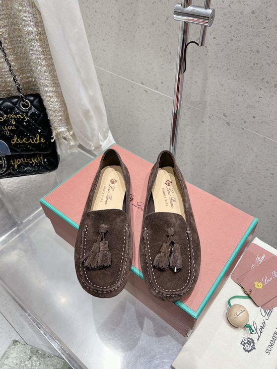 Loro Piana Suede Leather Tassel Loafers Comfortable Slip On Casual Shoes