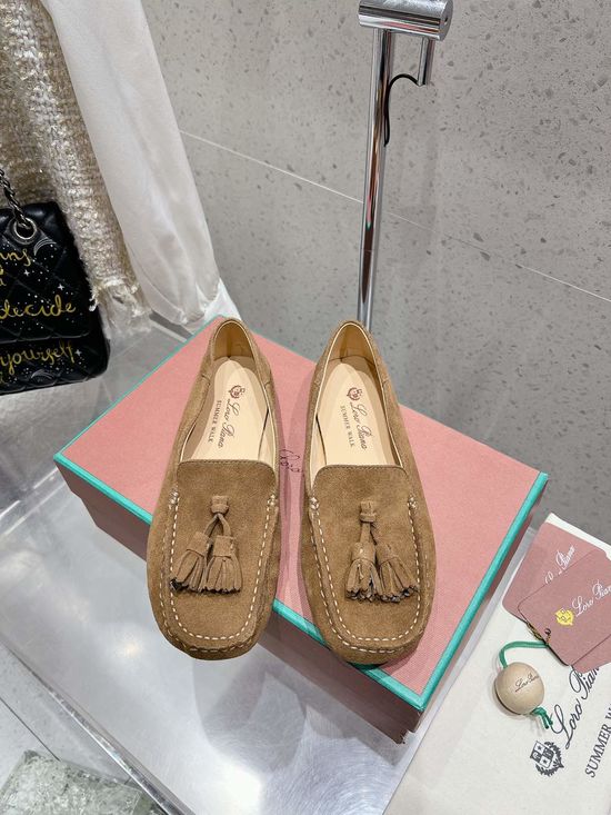 Loro Piana Suede Leather Tassel Loafers Comfortable Slip On Casual Shoes