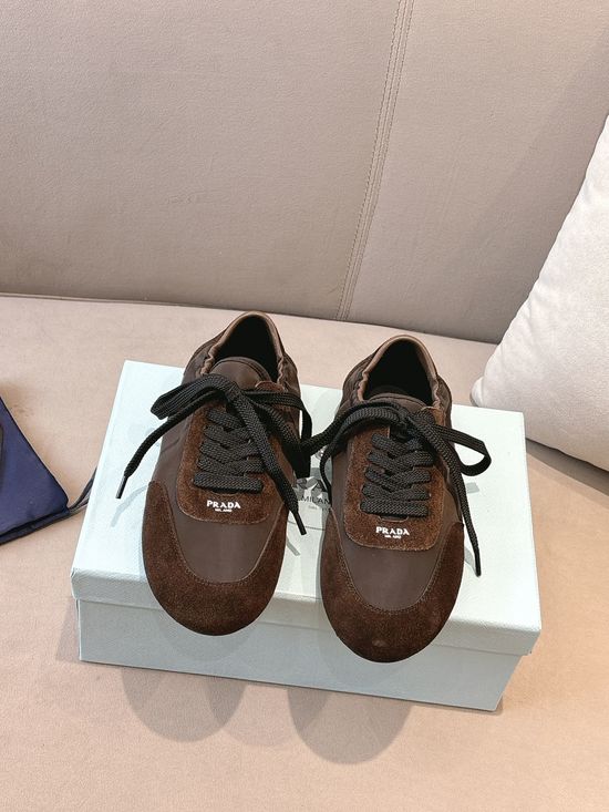 Prada Soft Suede Casual Sneakers With Comfortable Leather Lining