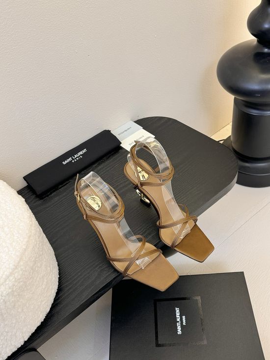 Yves Saint Laurent Cross Strap Embellished Stiletto Silk Heels