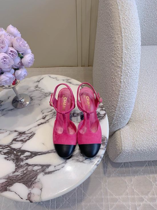 Chanel Classic Slingback High Heels with Metal Buckle