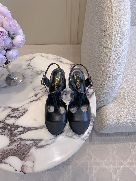 Chanel Classic Slingback High Heels with Metal Buckle