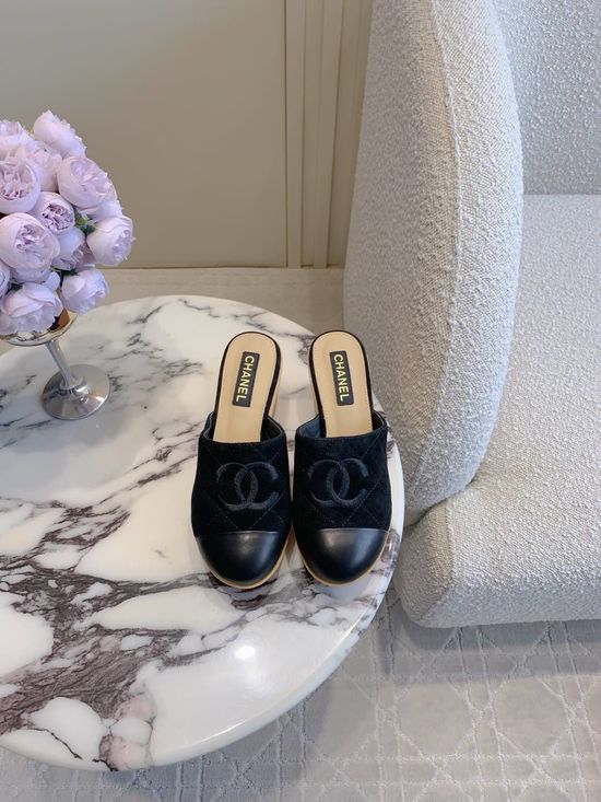 Chanel Comfortable Quilted Platform Wedge Slides