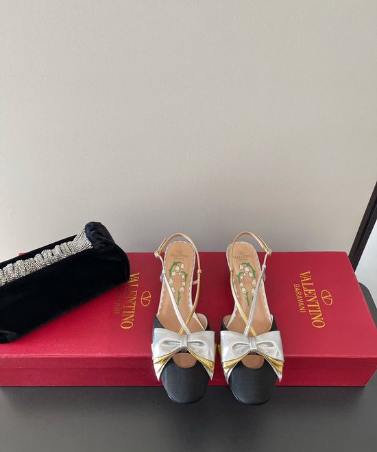 Valentino Bow Decor Leather Low Heel Pumps Soft Comfortable Lining