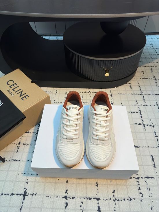 Celine Lace-up Thick Sole Casual Breathable Leather Sneakers