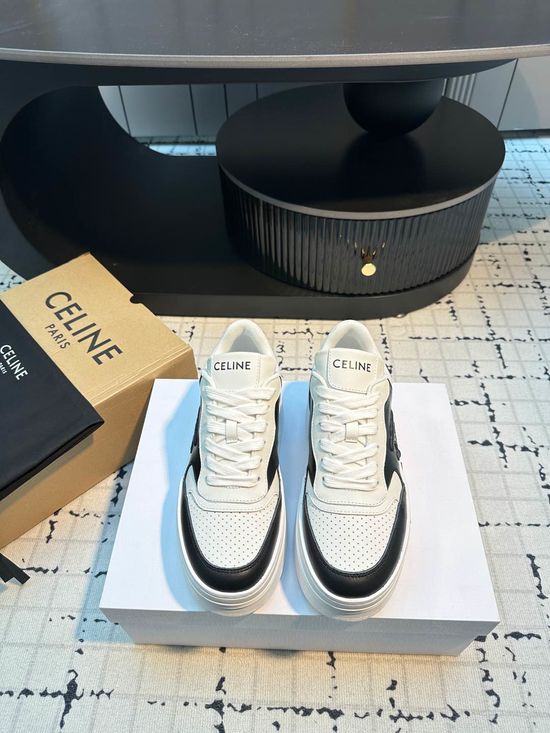 Celine Lace-up Elevated Thick Sole Casual White Sneakers