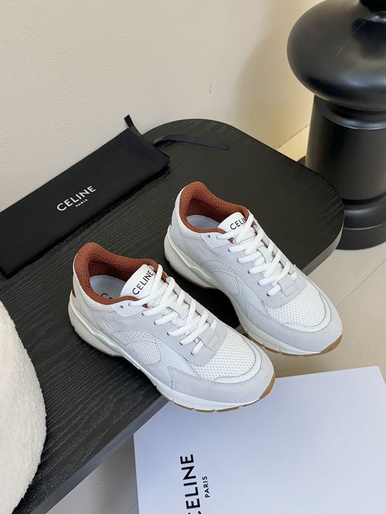 Celine Comfortable Suede Platform Sneakers With Embossed Logo