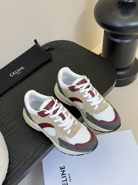 Celine Comfortable Suede Platform Sneakers With Embossed Logo