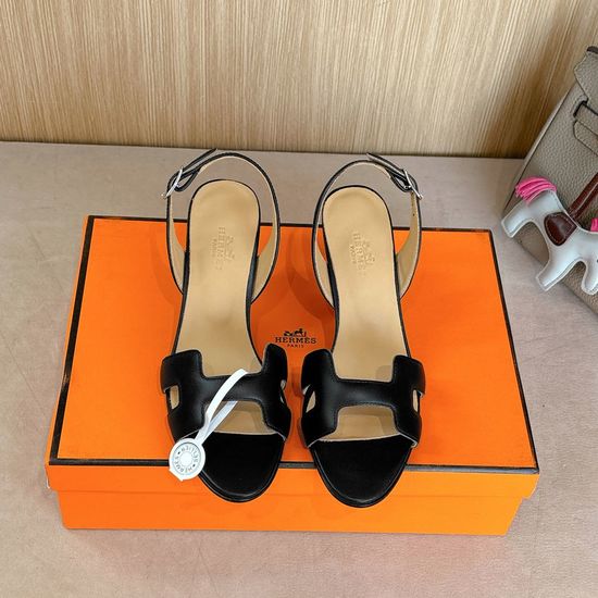 Hermes Classic H Strap Leather Comfort Flat Sandals