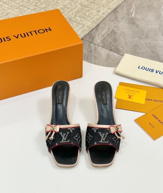 Louis Vuitton LV Mid Heel Leather Sandals Premium Soft Lining Durable Leather Sole