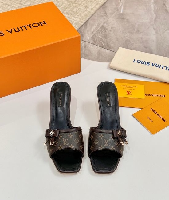 Louis Vuitton LV Mid Heel Leather Sandals Premium Soft Lining Durable Leather Sole