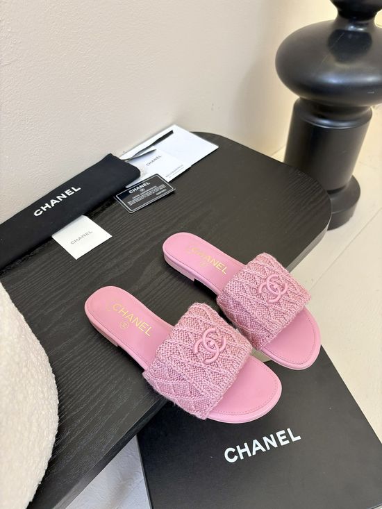Chanel Vintage Buckle Leather Slip-on Loafer Slippers