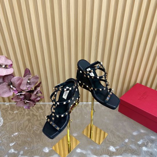 Valentino Espadrille Wedge Platform Sandals with Rubber Sole