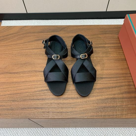 Loro Piana Minimalist Silk Upper Sandals with Genuine Leather Sole