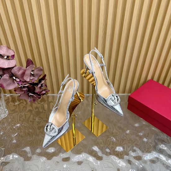 Valentino Rhinestone Buckle Silk High Heel Sandals Multiple Heights