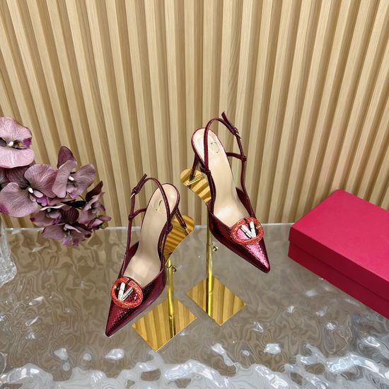 Valentino Rhinestone Buckle Silk High Heel Sandals Multiple Heights