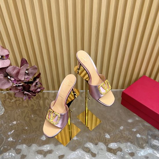 Valentino Rhinestone Buckle Snake Print Leather High Heel Sandals