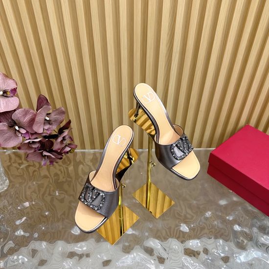 Valentino Rhinestone Buckle Snake Print Leather High Heel Sandals
