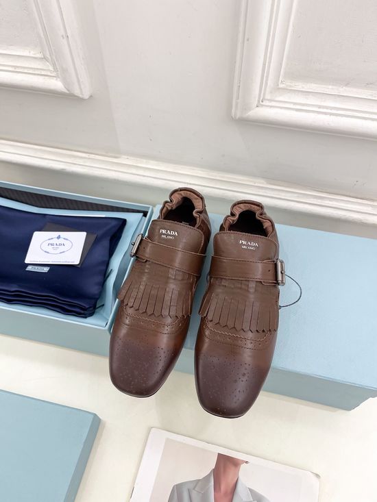 Prada Vintage Tassel Leather Mules Anti-slip Sole Comfort Loafers