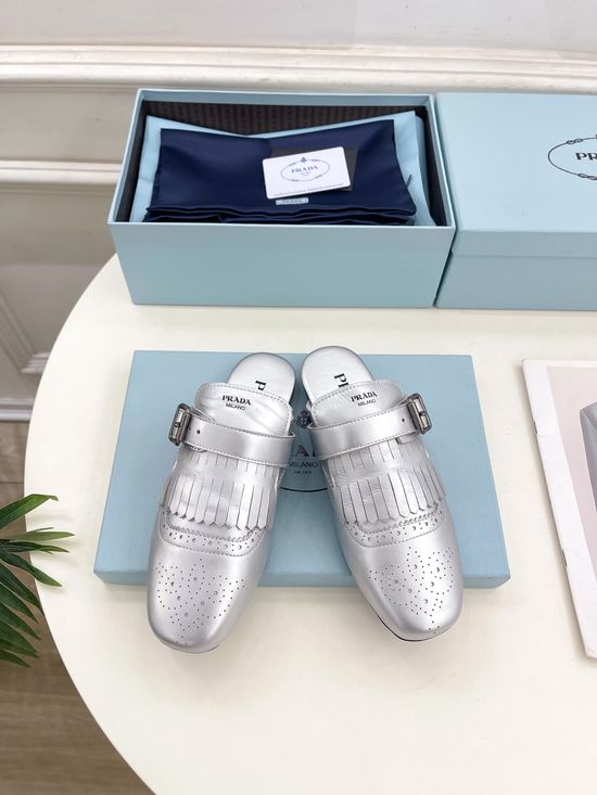 Prada Vintage Tassel Leather Mules Anti-slip Sole Comfort Loafers