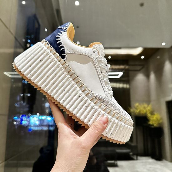 Chloe Hand Stitched Leather Upper Lightweight Casual Sneakers