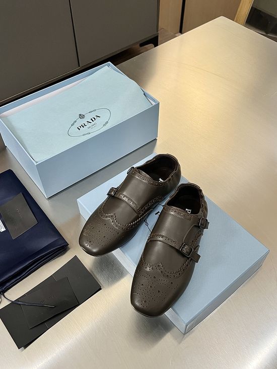 Prada Vintage Carved Buckle Casual Flat Shoes