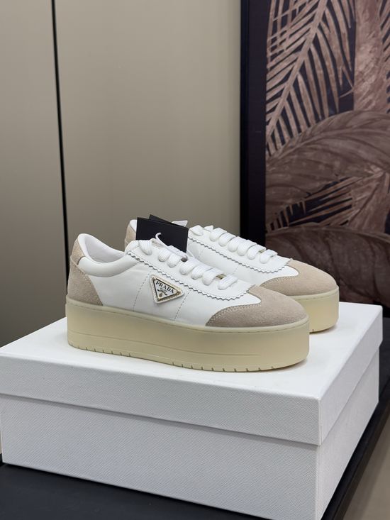 Prada Deconstructed Military-Inspired White Sneakers