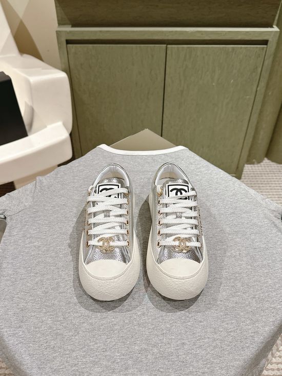 Chanel Contrast Color Platform Sneakers Thick Sole Casual Shoes